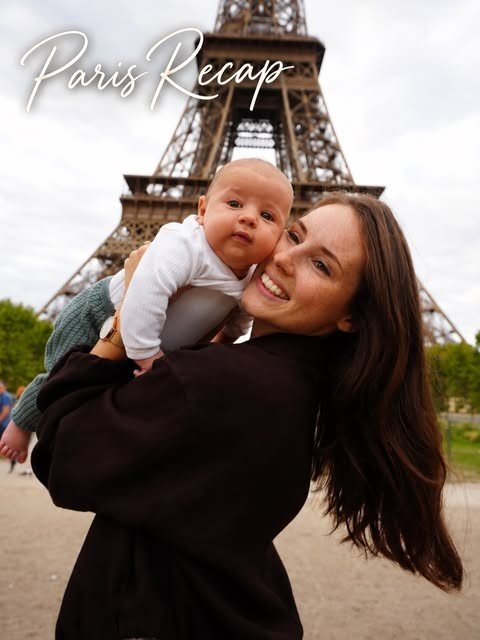 Paris Recap: Elssi mit Baby vor dem Eiffelturm